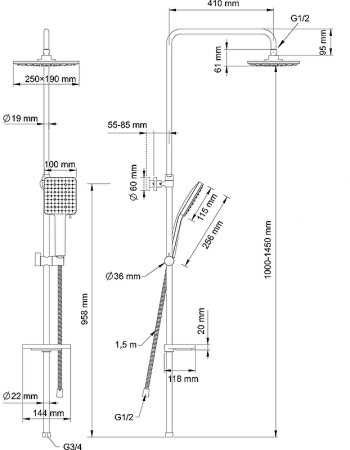 Душевая система Swedbe Calypso 5076 Хром 