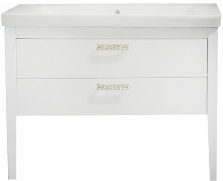 Тумба с раковиной Azario Verona 105 CS00063150 Белая с серебрянными ручками 