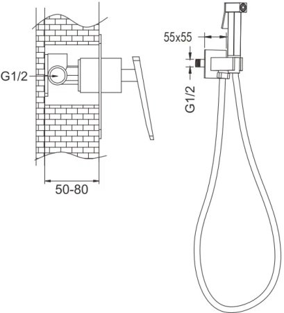 Гигиенический душ со смесителем Rose R1605Q, бронза 