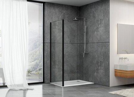 Душевая перегородка Abber S80B 80x190 профиль Черный стекло прозрачное 