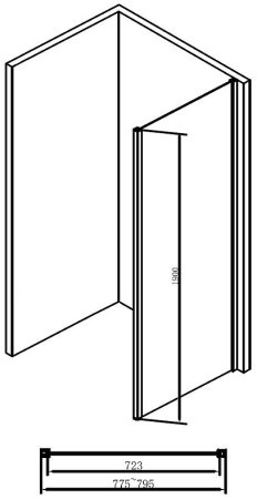 Душевая перегородка Abber S80B 80x190 профиль Черный стекло прозрачное 
