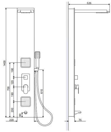 Душевая панель Excellent Glas ARAC.GR8401 Хром 