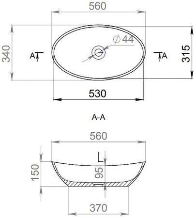 Раковина-чаша Salini Callista 56 103 1101103GRF покраска по RAL полностью глянцевая 