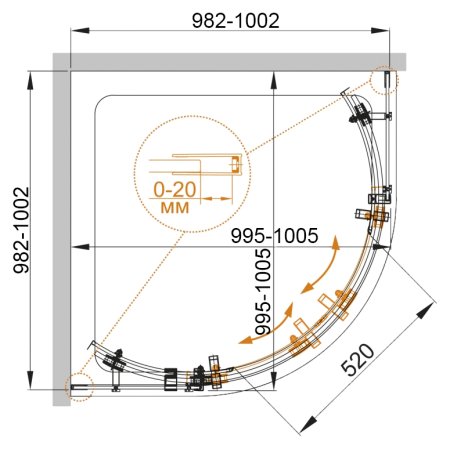 Душевой уголок Cezares STYLUS-O-M-R-2-100-C-Cr 