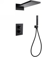 Душевая система Abber Weiss Insel AF8052B с термостатом Черная матовая