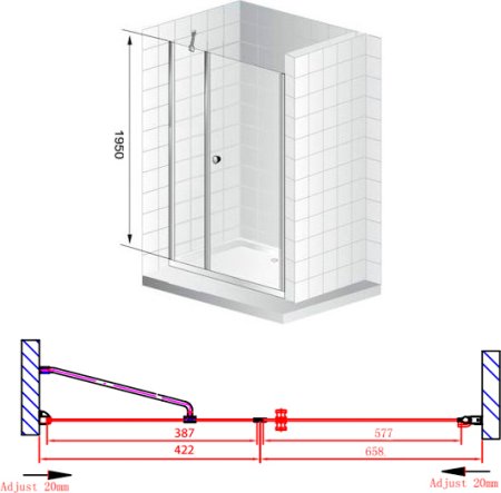 Душевая дверь в нишу Cezares Elena B11 40/70 P Cr R 