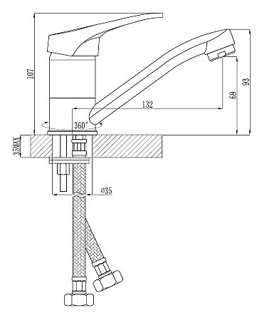 Смеситель для раковины Rossinka B35-22 Хром 