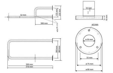 Поручень Bemeta Help program 301112104 левый, белый 
