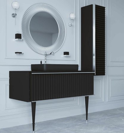 Шкаф пенал Boheme Armadi Art Vallessi Avantgarde Canale 35 846-BCR подвесной Черный Хром 