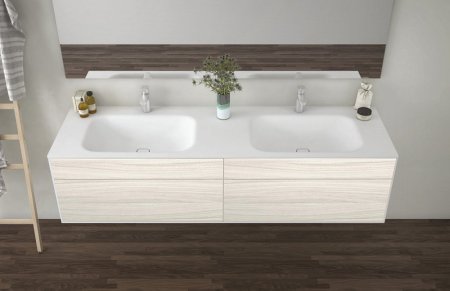 Тумба с раковиной Cezares Titan 180 см подвесная, White wood 