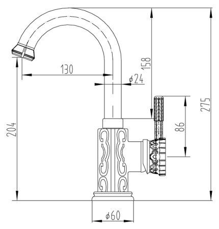 Смеситель Zorg Antic A 110U-SL для раковины 