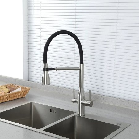 Смеситель для кухни Gappo G4399-75 Сатин Черный 