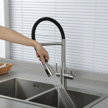 Смеситель для кухни Gappo G4399-75 Сатин Черный 