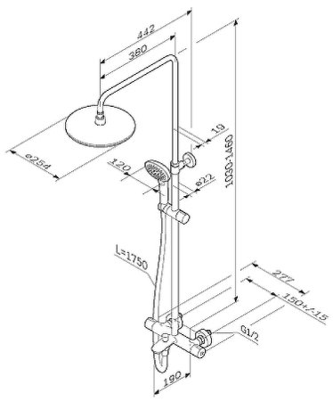 Душевая система AM.PM Spirit V2.0 F0770A510 с термостатом Хром 
