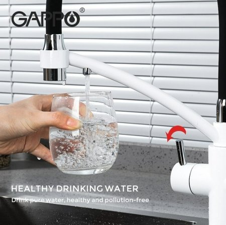 Смеситель для кухни Gappo G48 G4348 Белый Черный 