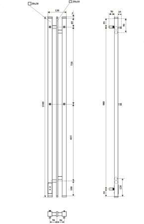 Полотенцесушитель электрический APEXTERMO Delta DL10111BM 1100x100 с крючками, черный матовый 