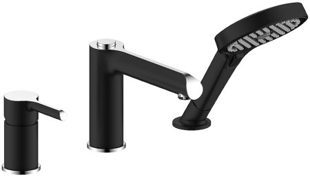 Смеситель на борт ванны Gappo G03-6 G1103-6 Черный матовый Хром 