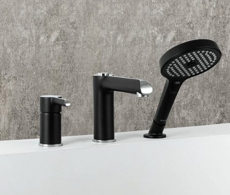 Смеситель на борт ванны Gappo G03-6 G1103-6 Черный матовый Хром 