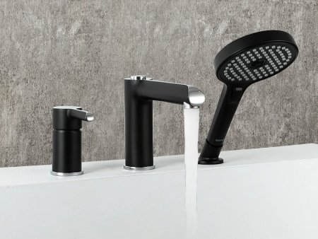 Смеситель на борт ванны Gappo G03-6 G1103-6 Черный матовый Хром 