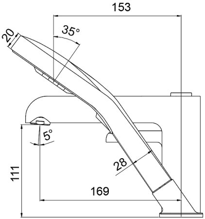 Смеситель на борт ванны Gappo G03-6 G1103-6 Черный матовый Хром 
