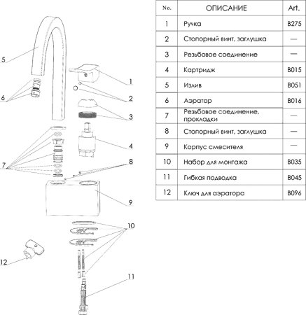 Смеситель WasserKRAFT Aller 1067WHITE для кухонной мойки 
