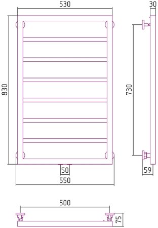 Водяной полотенцесушитель Сунержа Канцлер 800х500 31-0254-8050 Черный матовый 