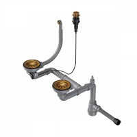 Сифон для мойки WK-1.5-CL-R-A-AB022 с клапаном-автоматом для и круглым переливом