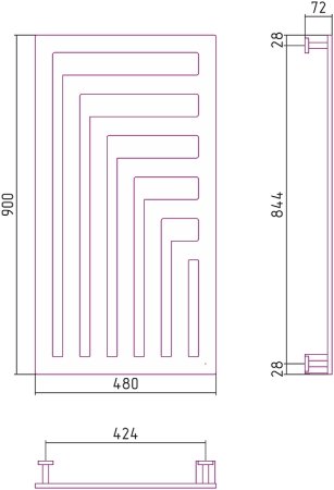 Электрический полотенцесушитель Сунержа Космополит-1 900х480 70-0861-9048 Алюминий 
