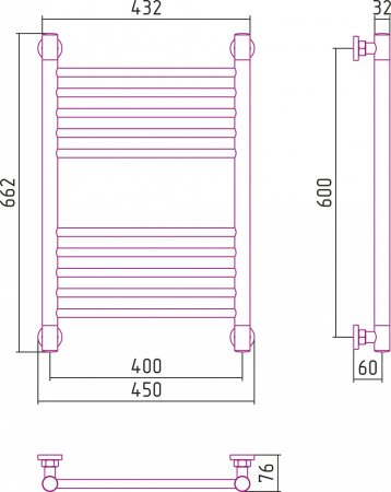 Полотенцесушитель водяной Сунержа Богема+ 60x40 прямая 
