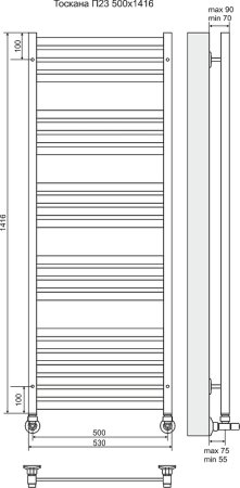 Водяной полотенцесушитель Terminus Тоскана П23 500x1416 4620768886249 Хром 