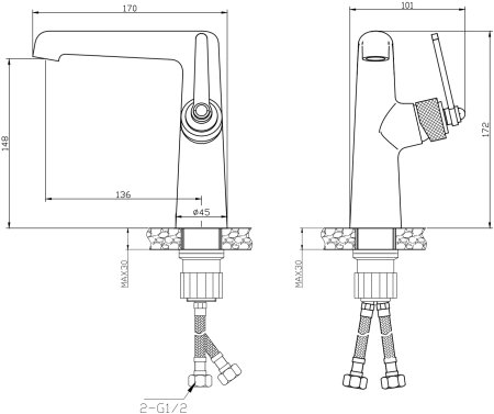Смеситель для раковины ESKO Bangkok" (BG26M)" 