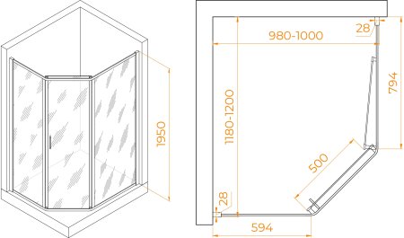 Душевой уголок RGW PA-86S 1000x1200 