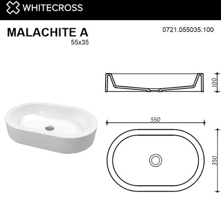 Раковина-чаша Whitecross Malachite A 55 0721.055035.100 Белая глянцевая 