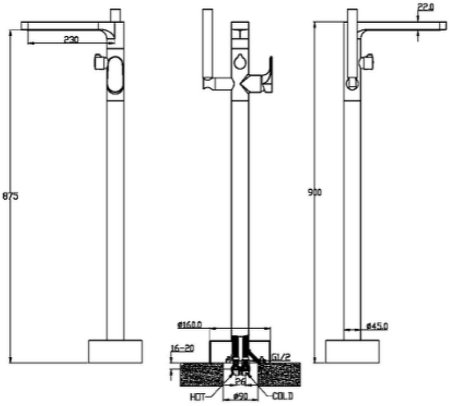 Смеситель для ванны Boheme Spectre 459-CR Хром 