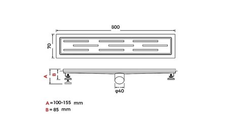 Душевой лоток Gappo G88007-1 нержавеющая сталь 800x70 мм 