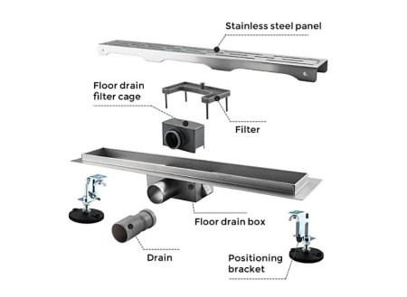 Душевой лоток Gappo G88007-1 нержавеющая сталь 800x70 мм 