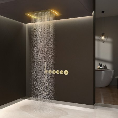 Душевая система Timo Saona SX-2319/17SM с термостатом Золото матовое 