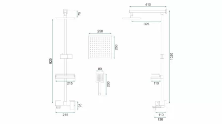 Душевая система 250 мм Rea Jack REA-P7008 