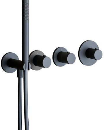 Душевая система Paffoni Modular Box KITMB000NOKING с термостатом Черная матовая 