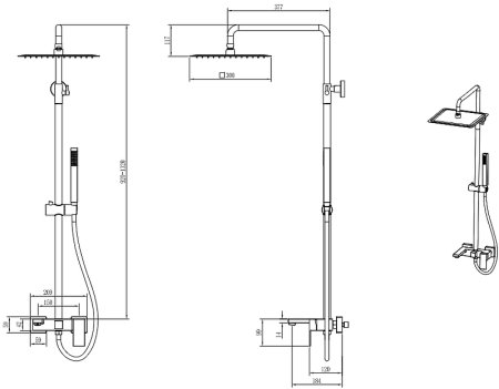 Душевая система Boheme Qubic 478-NB Никель брашированный 