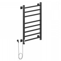 Полотенцесушитель Ника STEP-2 80/50 RAL9005 электрич.кабельны, черный матовый левый тэн