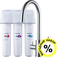 Смеситель Paulmark Essen Es213211-CR для кухонной мойки, хром с фильтром Аквафор Кристалл ECO H Pro