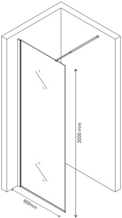 Душевая перегородка Berges Sky Black 80х200 064008 профиль Черный матовый стекло прозрачное 