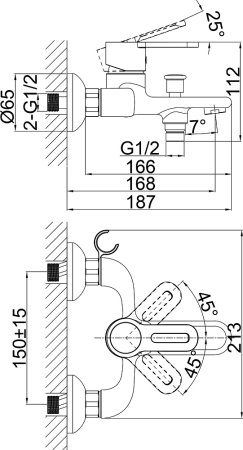 Комплект для ванной D&K Rhein Paulinus DA1350002SET 3 в 1, два смесителя + душевой гарнитур 