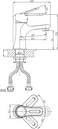Комплект для ванной D&K Rhein Paulinus DA1350002SET 3 в 1, два смесителя + душевой гарнитур 