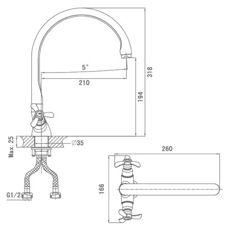 Смеситель для кухонной мойки D&K Documenta Hessen DA1212401 