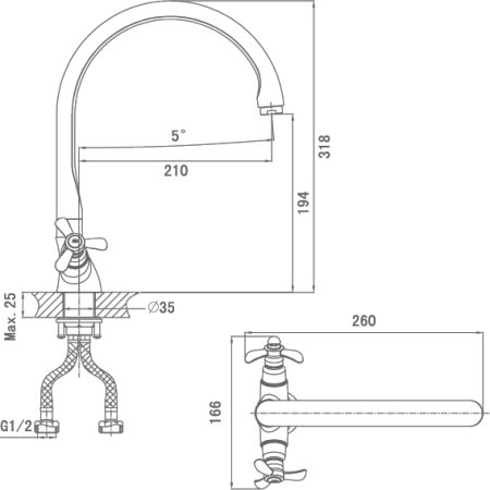Смеситель для кухонной мойки D&K Documenta Hessen DA1212401 