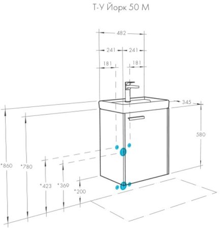 Тумба под раковину Aquaton Йорк 48 М 1A170901YOAY0 подвесная Белая Выбеленное дерево 
