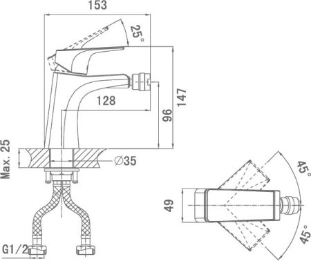 Смеситель D&K Hertz Rhein DA1292201 для биде 