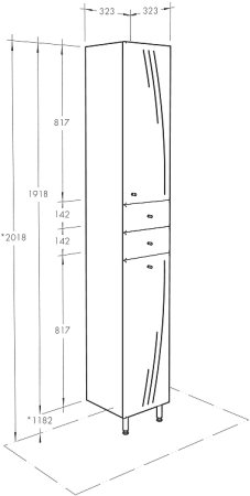 Шкаф пенал Aquaton Минима М 32 R 1A132303MN01R с бельевой корзиной Белый 